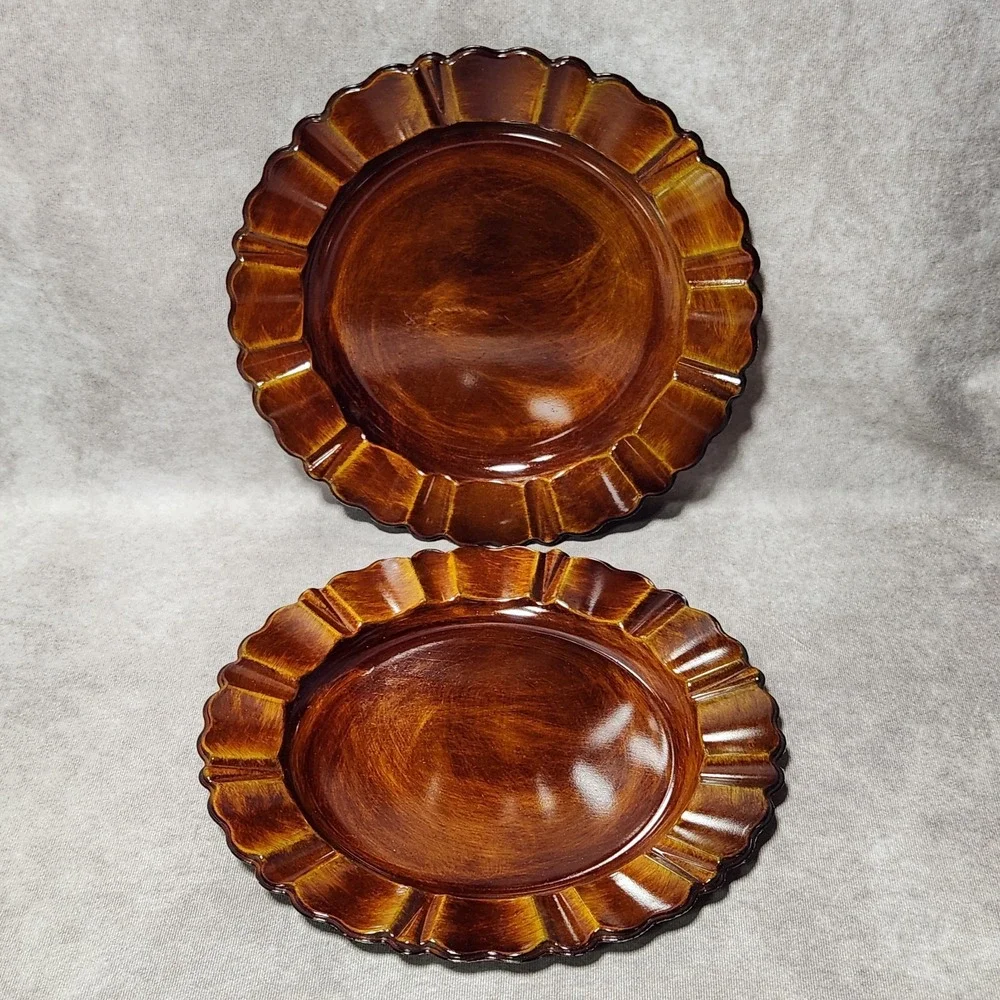 Retired PIER 1 one Brown Scalloped CHARGER‎ Plates 13